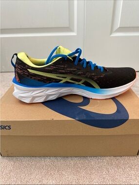 ASICS Men's Athletic Shoe - Black with Blue & Lime Accents